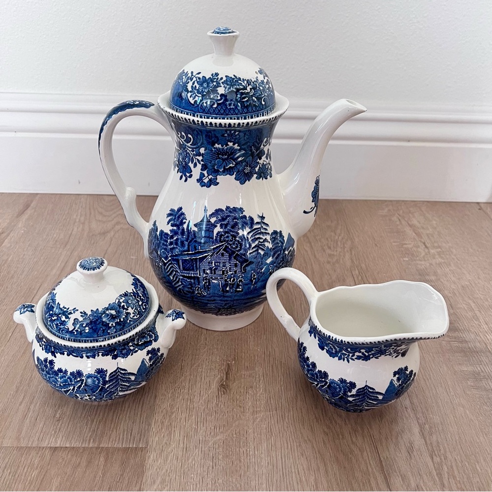 Enoch Wedgwood - Avon Cottage Tea Set Coffee Tea Pot Creamer Sugar Bowl VTG RARE